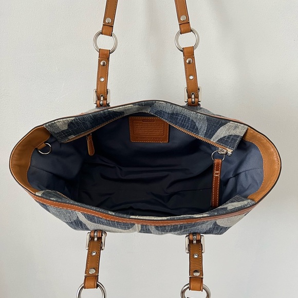 Coach Denim and Tan Signature Tote - Picture 6 of 12